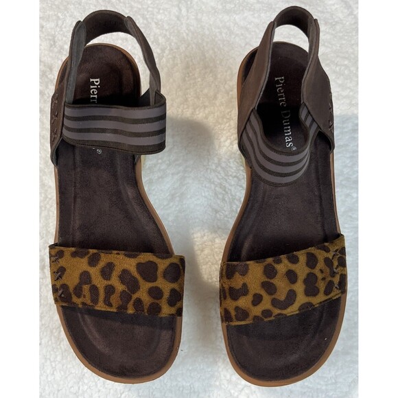 Pierre Dumas Sandal Womens Sz 9 Clue-3 Ankle Strap Platform Chunk Heeled Leopard - Picture 1 of 6